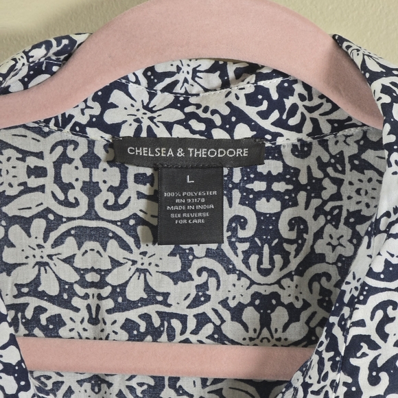 Chelsea & Theodore Blue White Sleeveless Full Maxi Floral Dress Size Large. - Picture 7 of 15